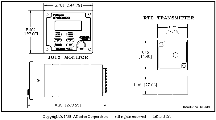 Allestec Edison 1616 RTD Temperature Monitor